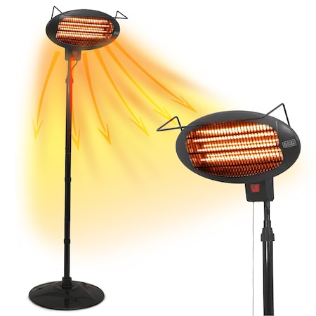 Black & Decker Patio Floor Electric Heater, Patio Heater Stand for Outdoors with 3 Heat Settings BHOF04